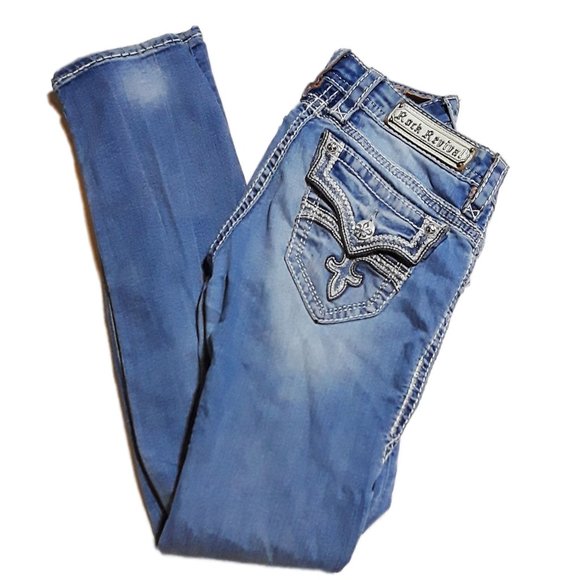 Rock Revival Jen Straight Denim Jeans- Womens Sz 27 - Picture 2 of 8